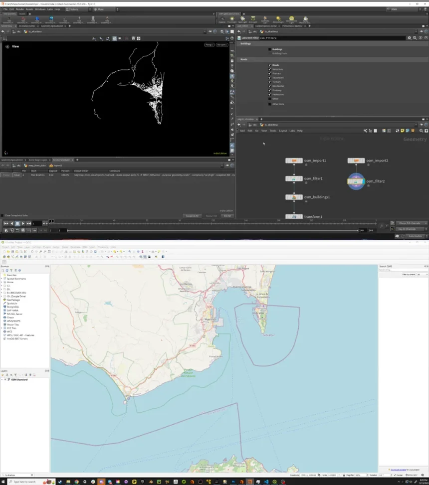 Web front-end map interface and Houdini pipeline — area selection