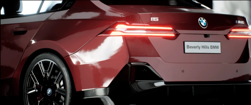 Automotive configurator — BMW rear quarter, cinematic render