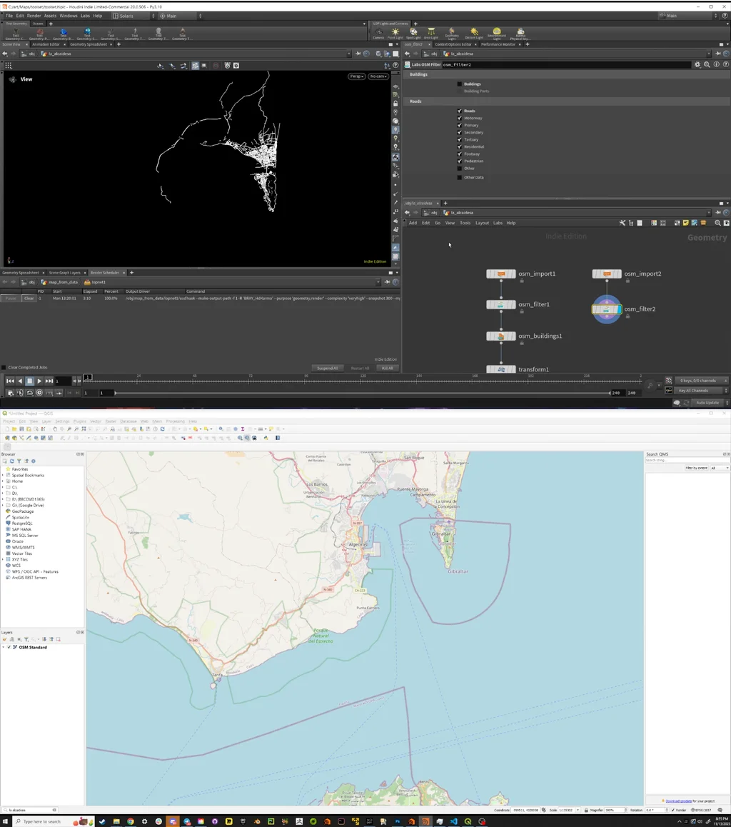Web front-end map interface and Houdini pipeline — area selection