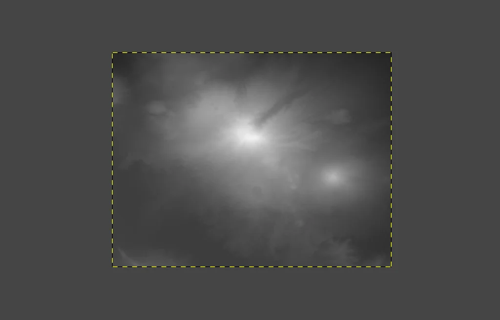Raw GeoTIFF elevation data — grayscale height map with bounding box