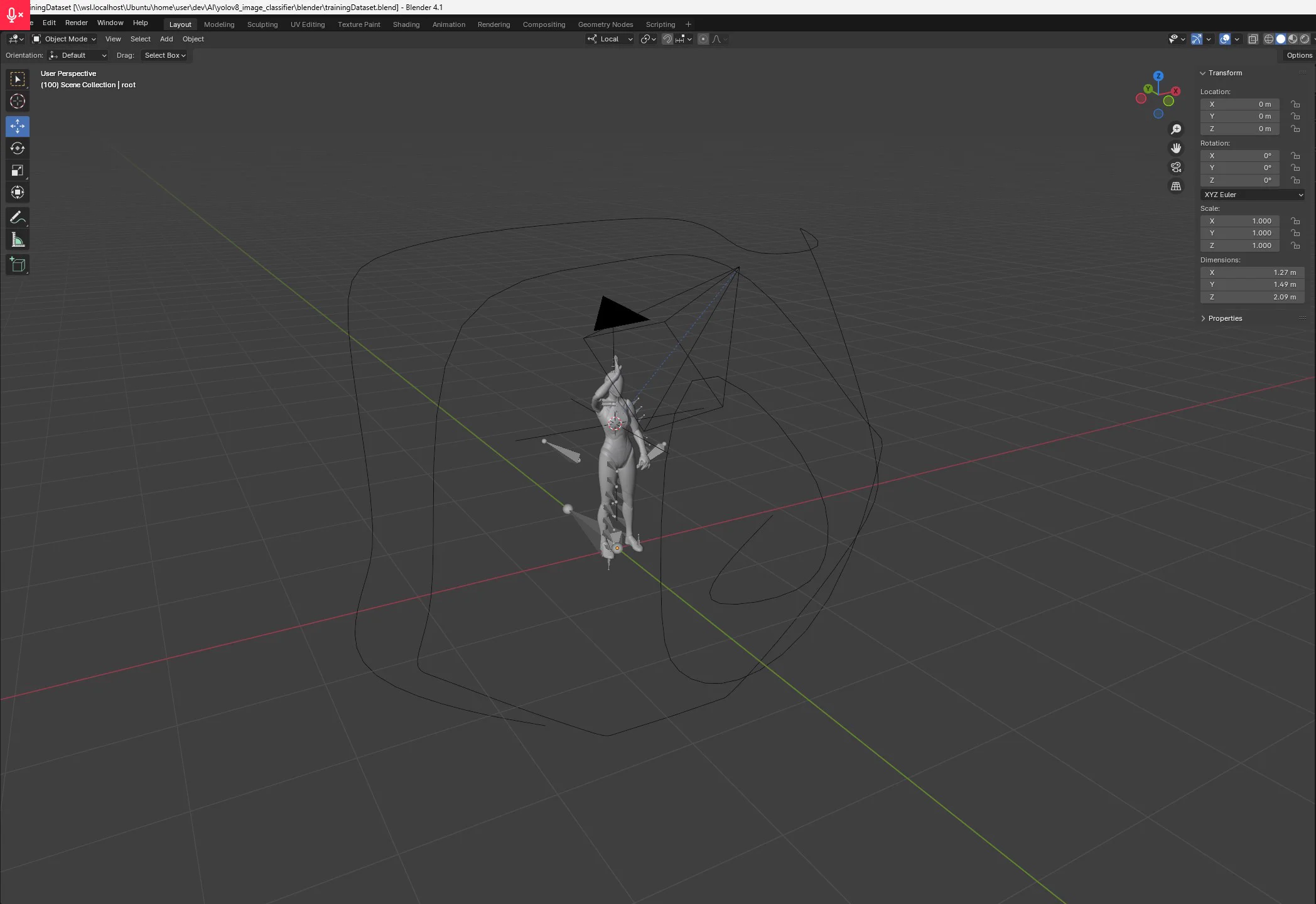 Blender dataset capture volume with 3D figure